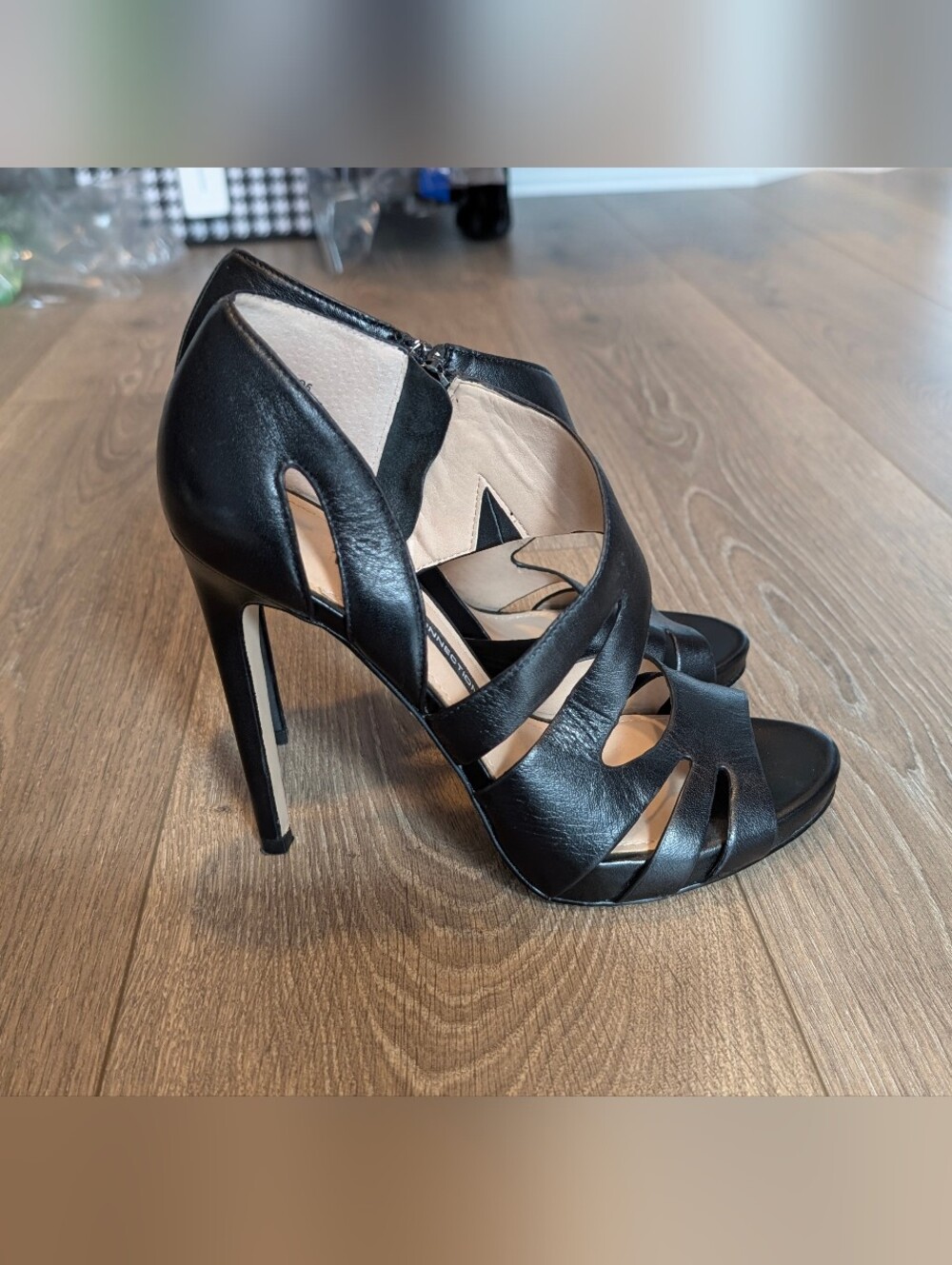 French Connection Black Strappy High Heel Sandals